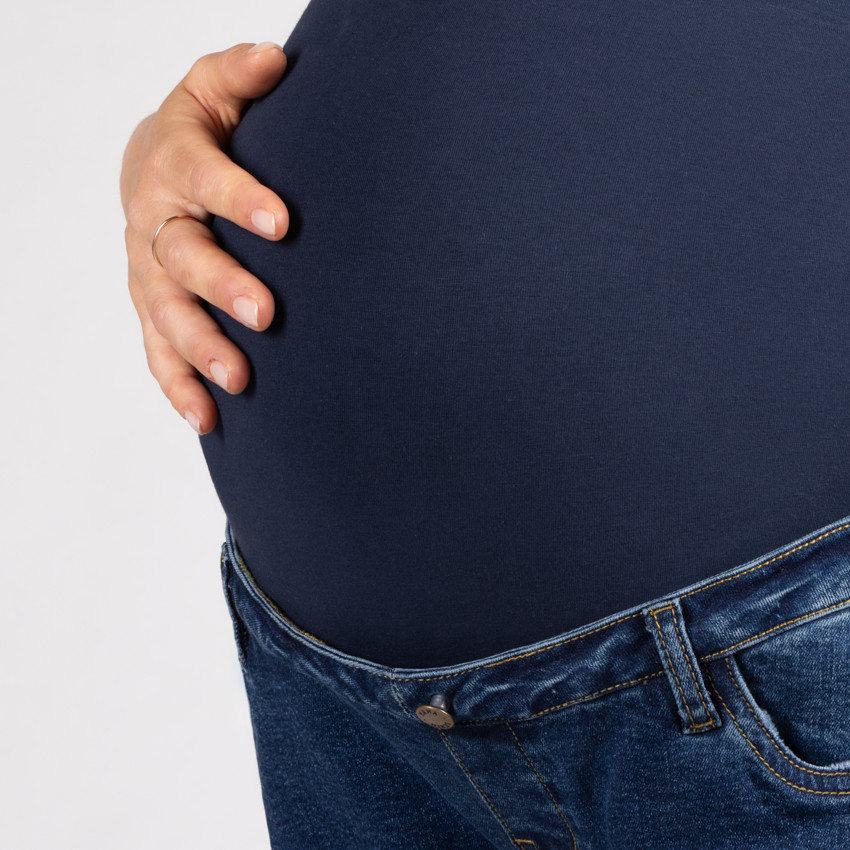 Jean straight εγκυμοσύνης με ψηλό ελαστικό λάστιχο jersey 