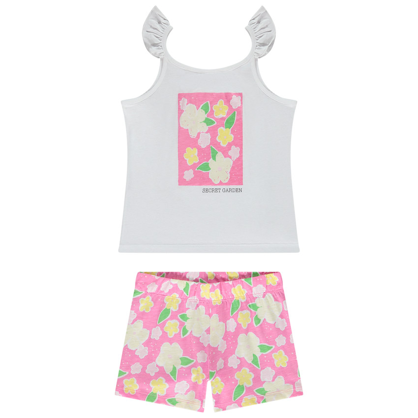 Πιτζάμα 2 τμχ. από jersey με λουλούδι σχέδιο για κορίτσι 