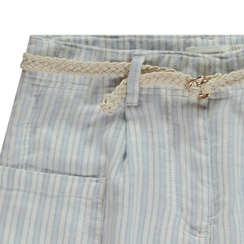 Παντελόνι ριγέ με τσέπες και πλεκτή ζώνη για κορίτσι 