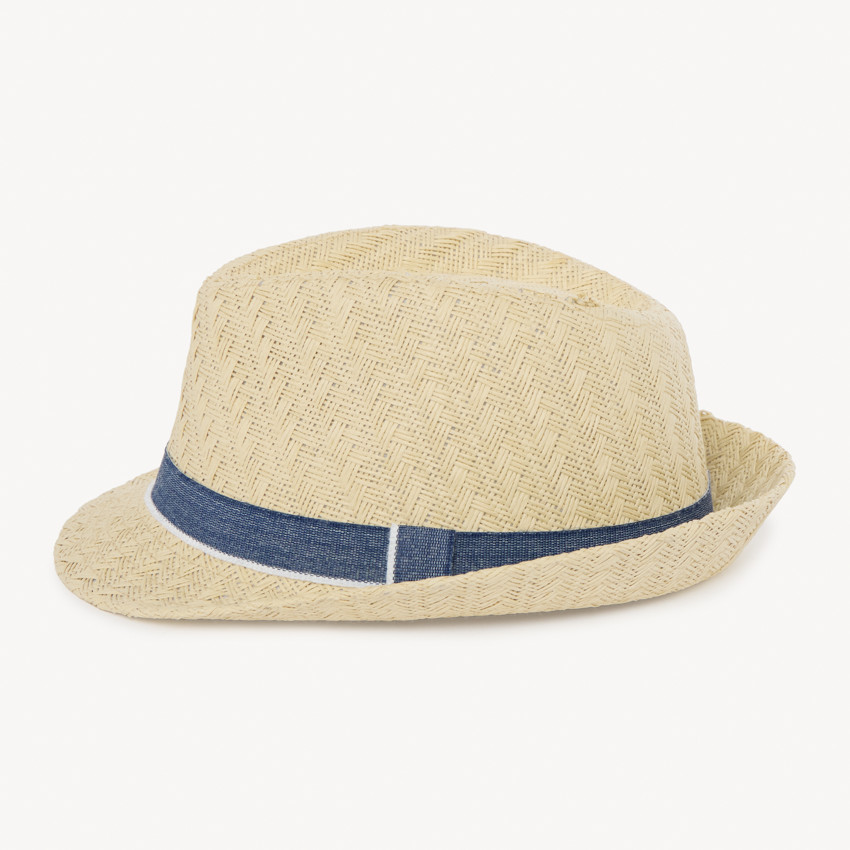 Καπέλο trilby από ψάθα με κορδέλα για αγοράκι. 