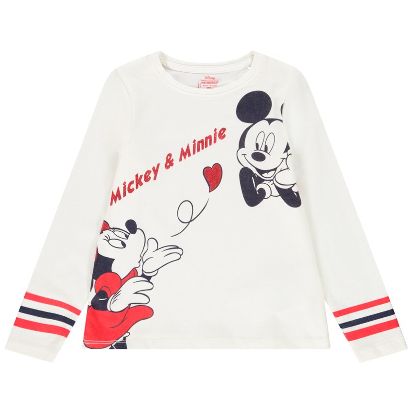 T-shirt μακρυμάνικο σχέδιο Mickey και  Minnie Disney για κορίτσι 