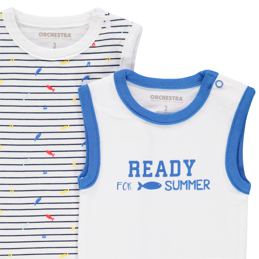 Σετ 5 βρεφικών φορμακιών χωρίς μανίκια από οργανικό βαμβάκι με θαλάσσια σχέδια 