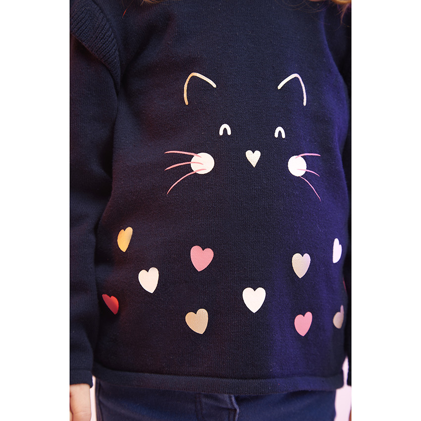 Πουλόβερ βαμβακερό με φαντεζί σχέδιο για μωρό κορίτσι 