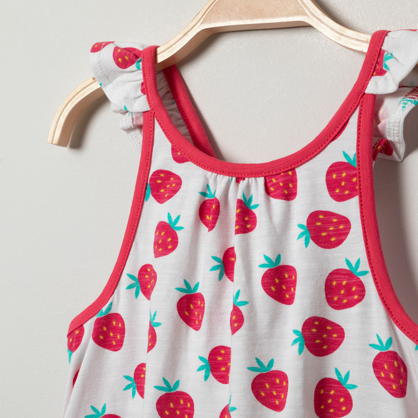 Φόρεμα με σχέδιο και τιράντες με βολάν για μωρό κορίτσι 