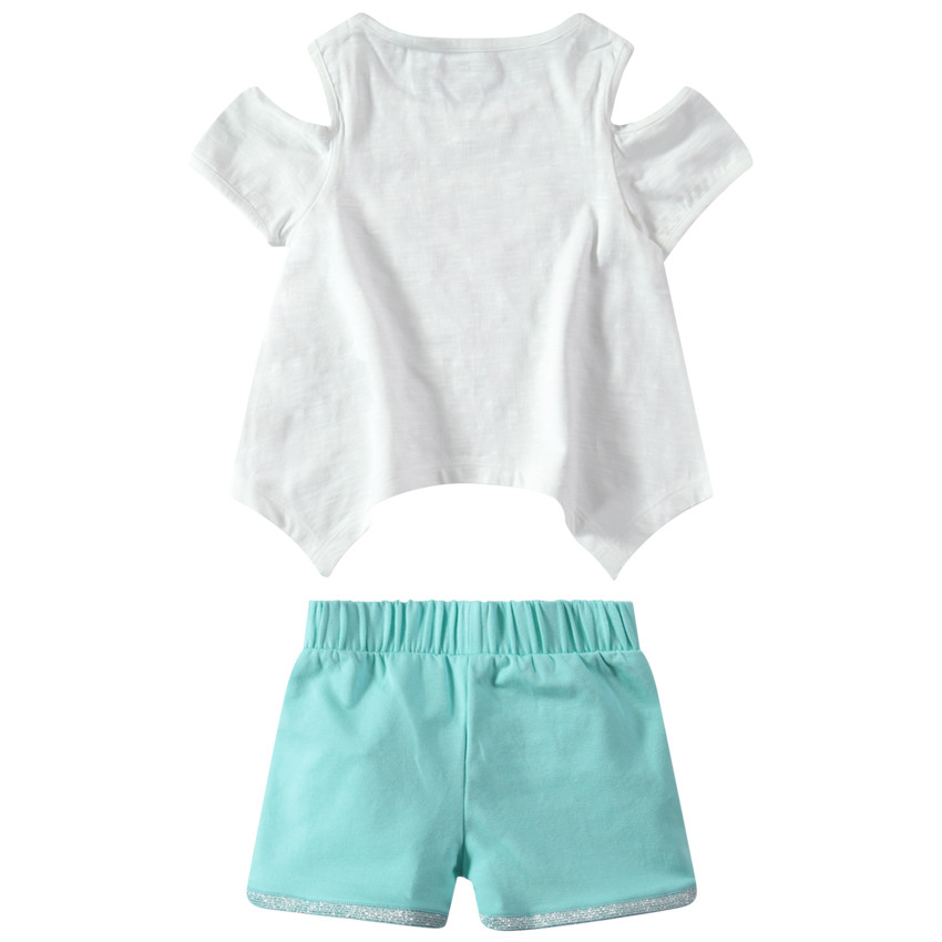 Σύνολο με σχέδιο κοχύλια και σορτσάκι με ασημί τελείωμα. 