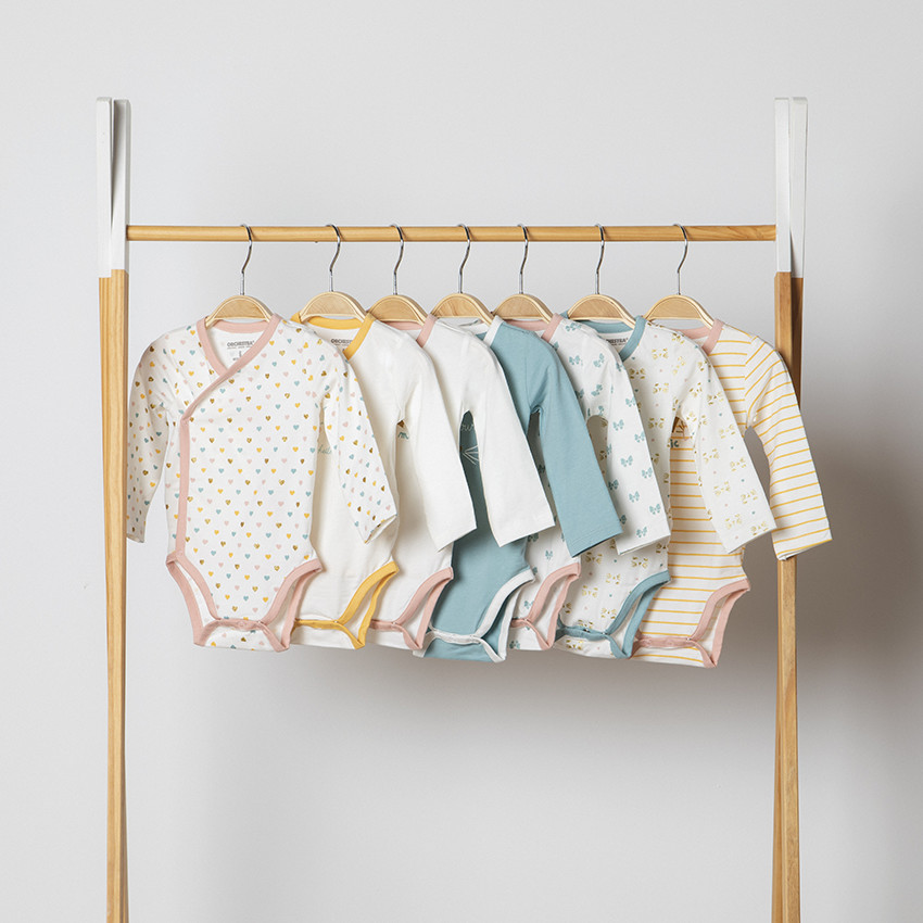 Lot de 7 bodies manches longues pour bébé fille 