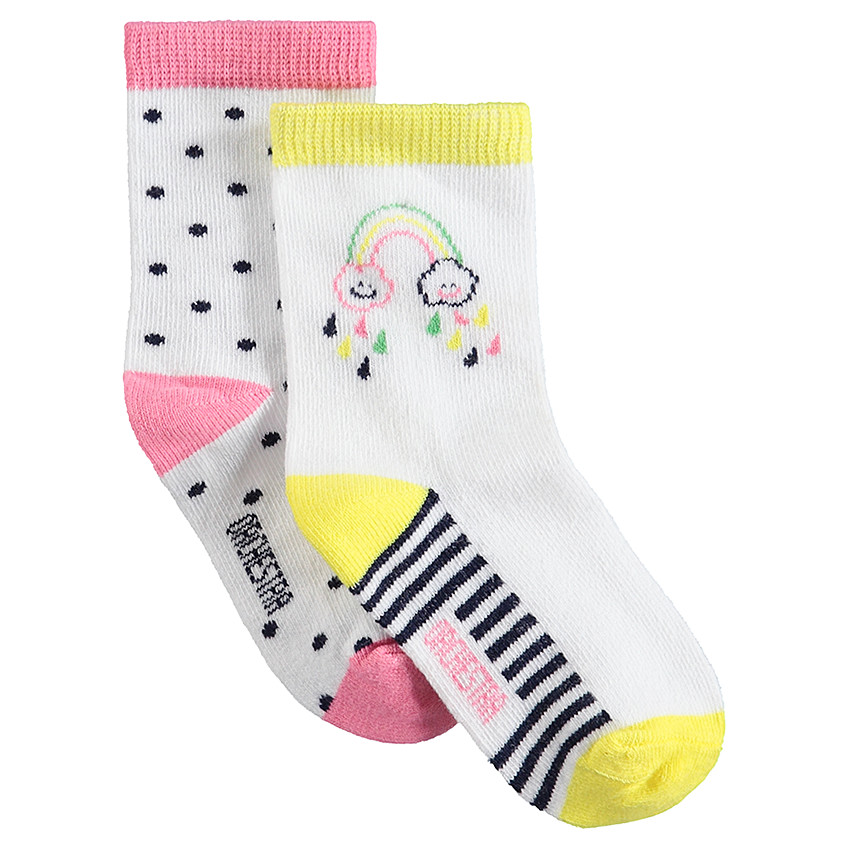 Σετ 2 ζευγάρια ασορτί κάλτσες με ζακάρ πουά και ουράνιο τόξο 