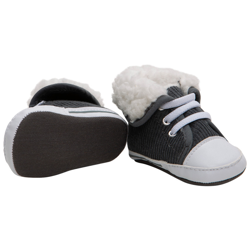 Πάνινα κοτλέ παπούτσια με ρεβέρ από συνθετική γούνα  