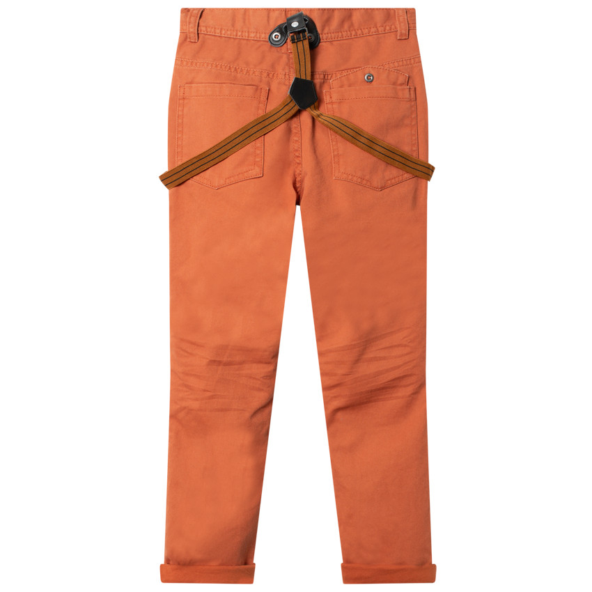 Pantalon en toile à bretelles rayées amovibles 