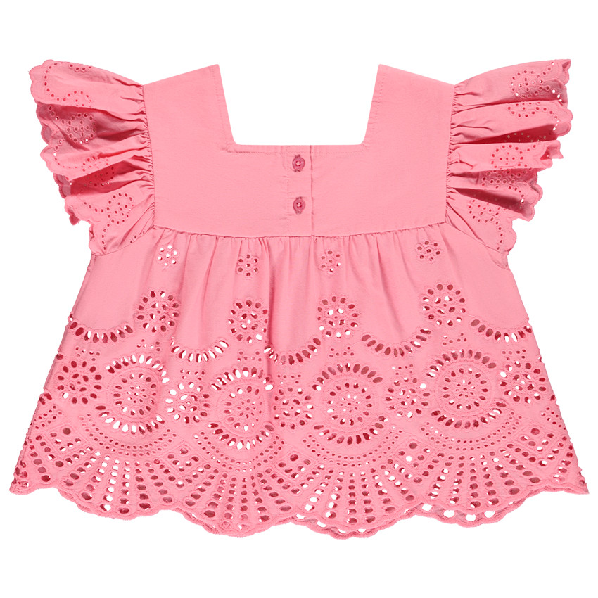 Τουνίκ από voile με φουσκωτά μανίκια και αγγλική κεντητική για κορίτσι 