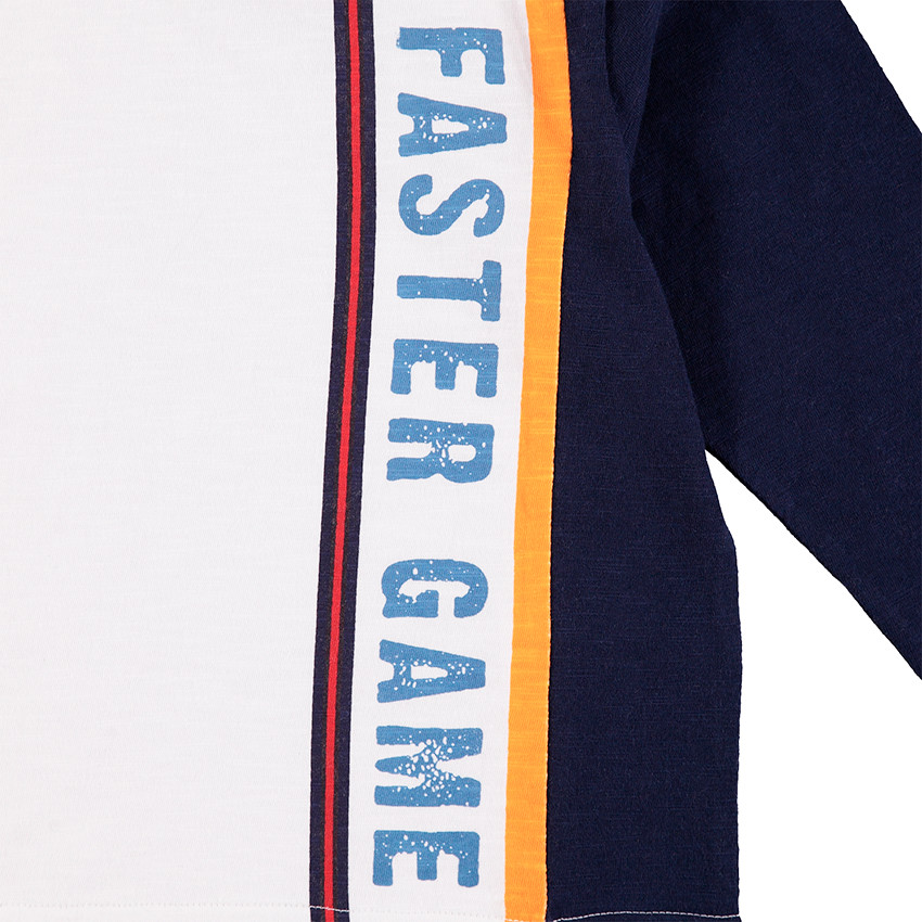 Κοντομάνικη μπλούζα με λωρίδες σε αντίθεση 