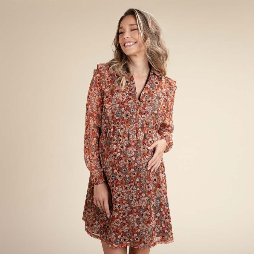 Φόρεμα εγκυμοσύνης και θηλασμού με floral σχέδιο 