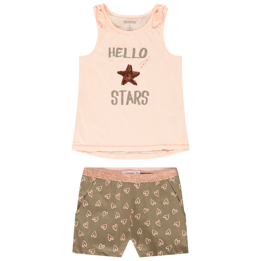Σετ πλάζ Αμάνικο μπλουζάκι + Σορτς για κορίτσι 