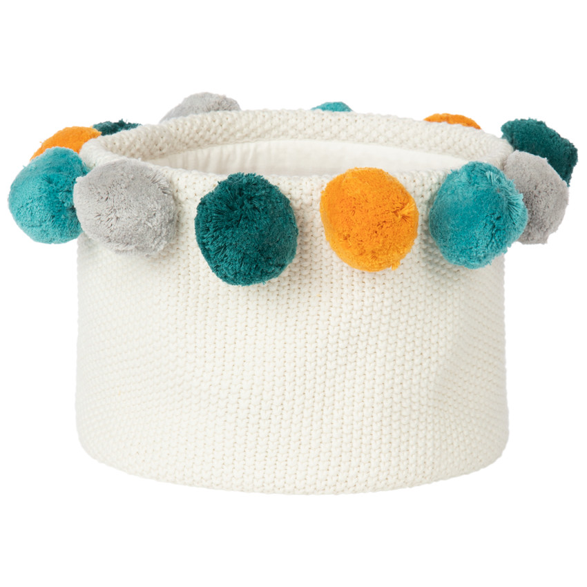 "Καλάθι αποθήκευσης από πλεκτό με πομ πομ" 