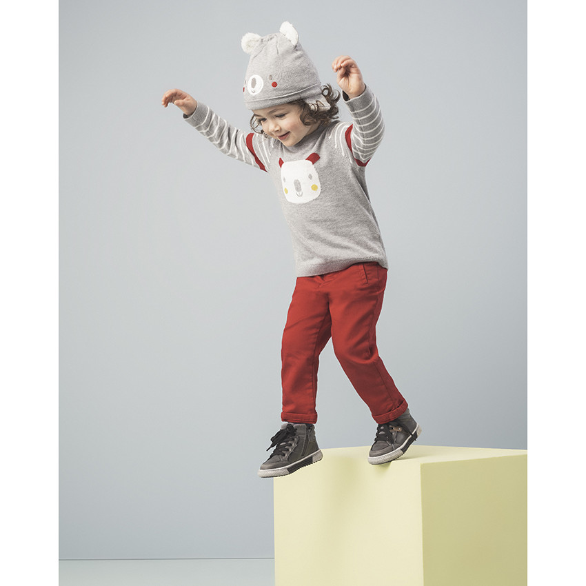 Πλεκτός σκούφος με επένδυση sherpa και ανάγλυφα αυτάκια κοάλα 