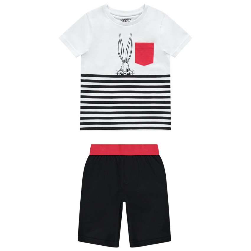 Σετ t-shirt σχέδιο Bugs Bunny Looney Tunes και βερμούδα 