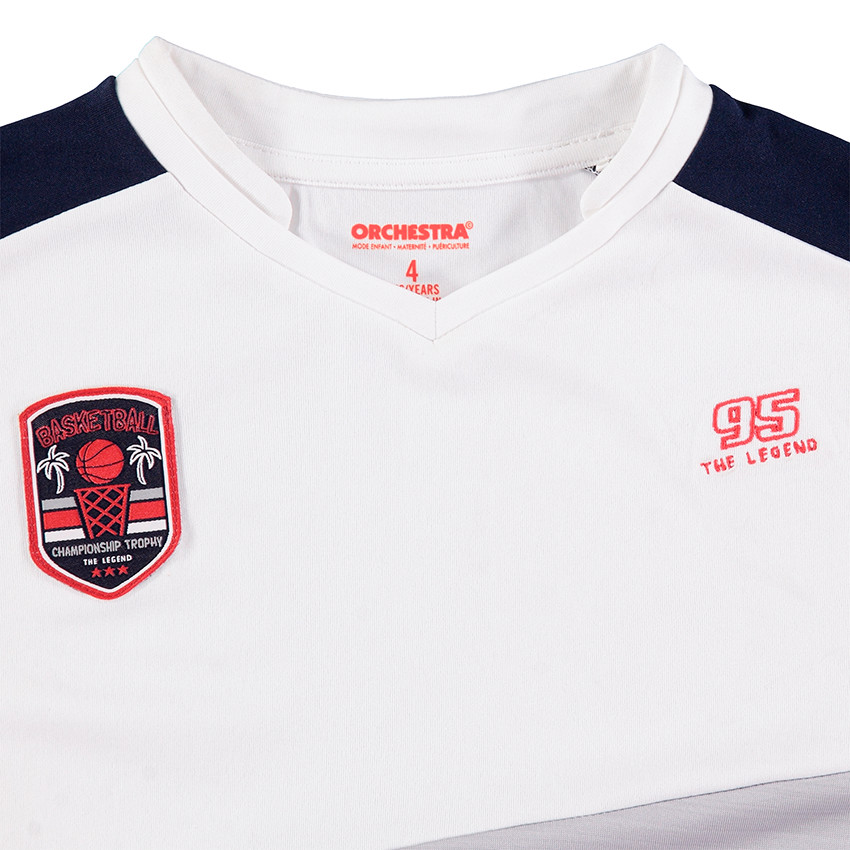 Κοντομάνικη μπλούζα με φαρδιές λωρίδες σε αντίθεση 