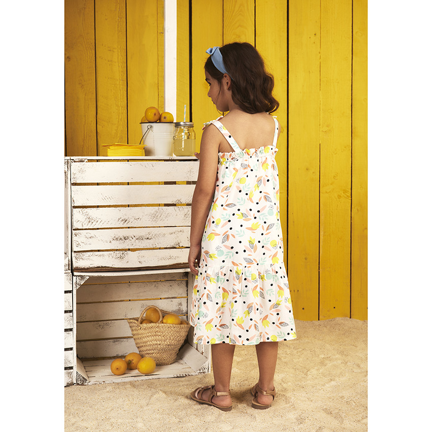 Μακρύ φόρεμα με τιράντες και σχέδιο φύλλα για κορίτσι 