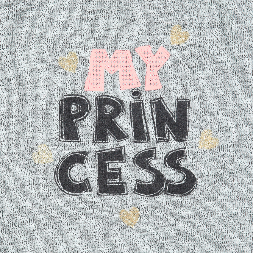 Φούτερ από φανέλα με μελανζέ όψη και τυπωμένη φράση 