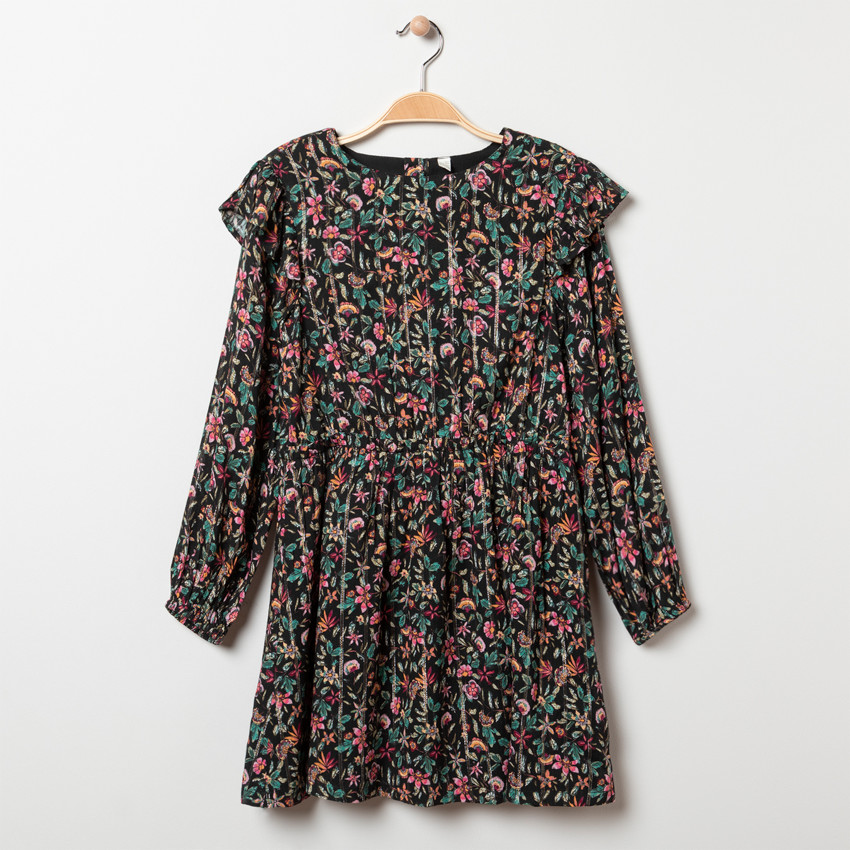 Φόρεμα μακρυμάνικο με σχέδιο floral για κορίτσι 