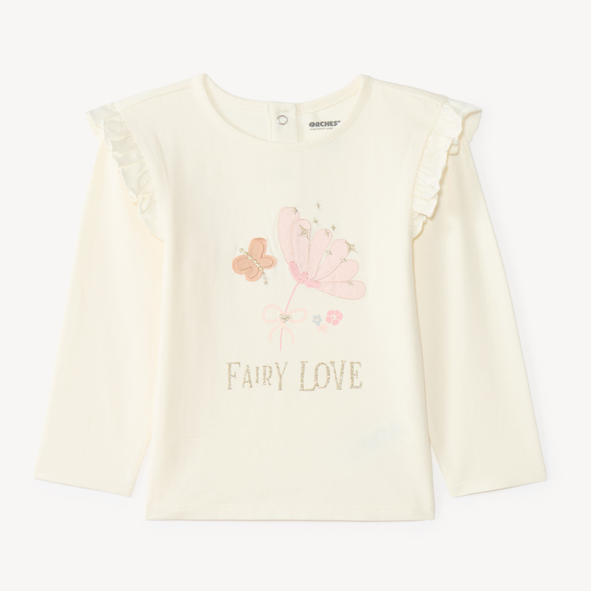 T-shirt à manches longues pour bébé fille avec appliqué fantaisie 