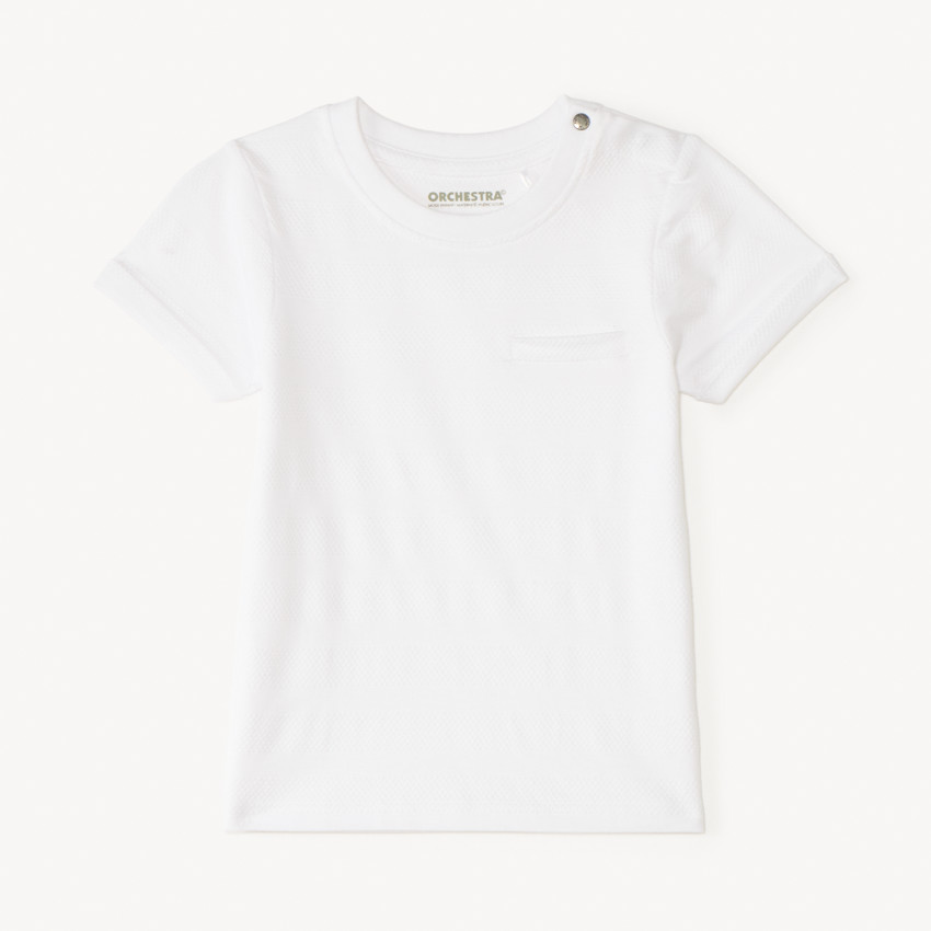 Κοντομάνικο μπλουζάκι μονόχρωμο effet texturé για bebe αγόρι 