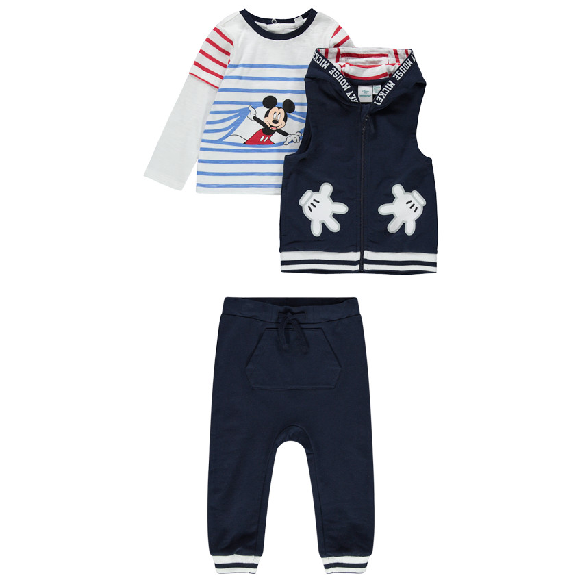 Jogging 3 pièces avec t-shirt rayé print Mickey Disney  Additional Jogging 3 pièces avec t-shirt rayé print Mickey Disney