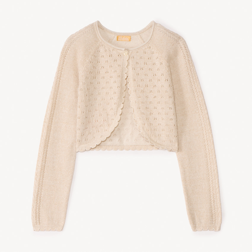 Ζακέτα μπολερό από πλεκτό με σχέδιο αζούρ για κορίτσι 