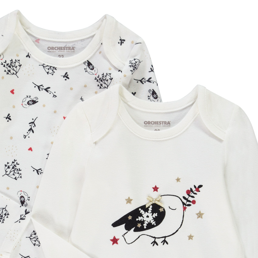 Σετ από 2 bodies jersey σχέδιο πουλιά για bebe κορίτσι 