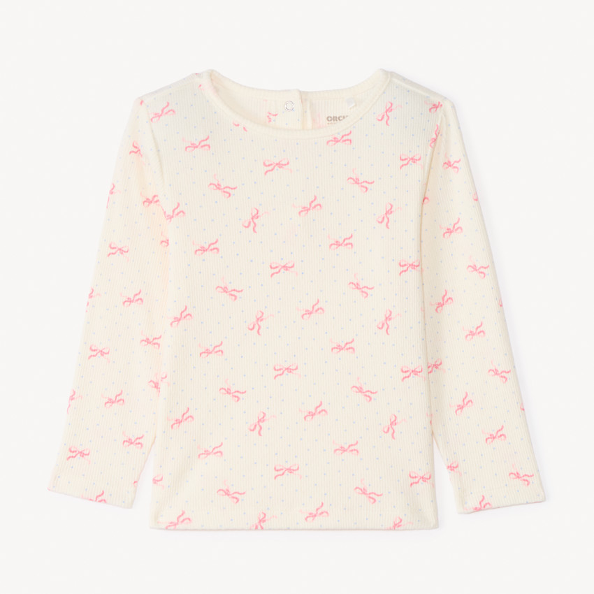 T-shirt à manches longues avec motifs de nœuds pour bébé fille 