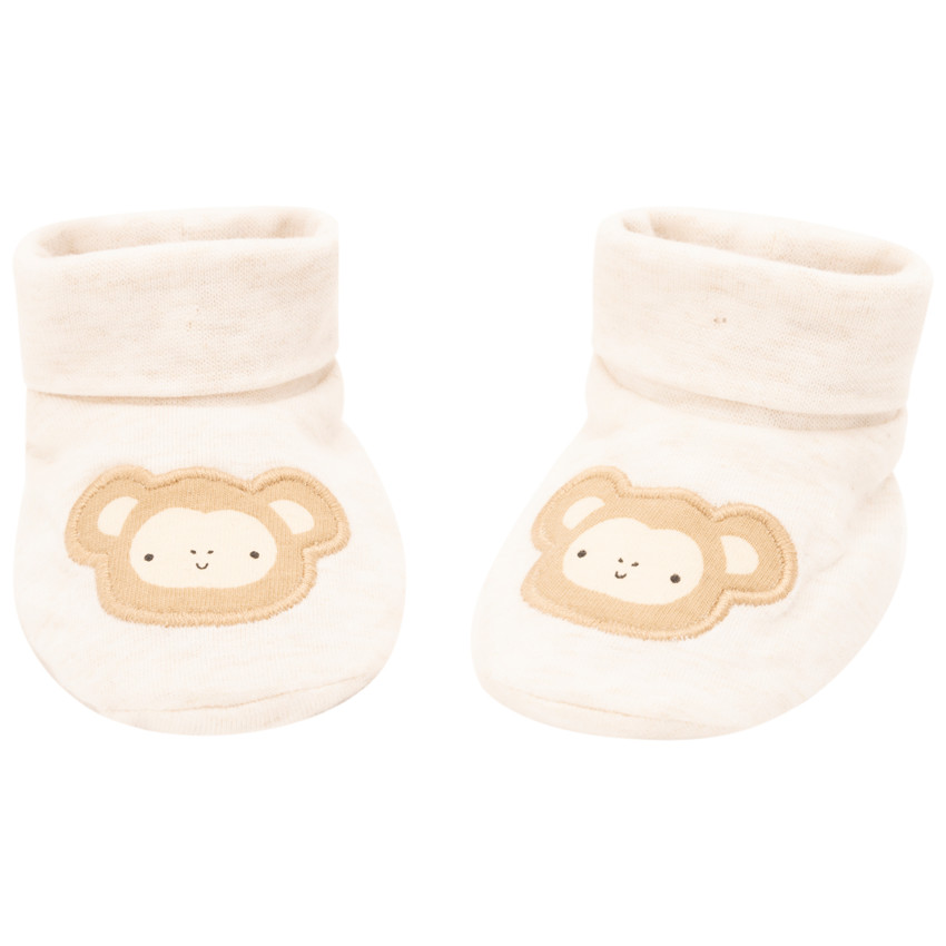 Chausson en jersey chiné patch singe pour bébé 