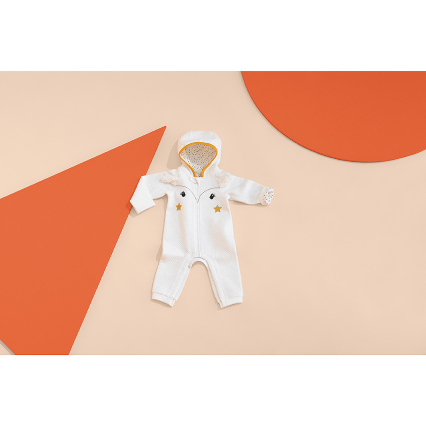 Μακρυμάνικο ολόσωμο φορμάκι με κουκούλα και συνθετική γούνα 