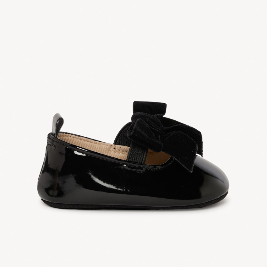 Μπαλαρίνες βελουτέ με μεγάλο φιόγκο για bebe κορίτσι 