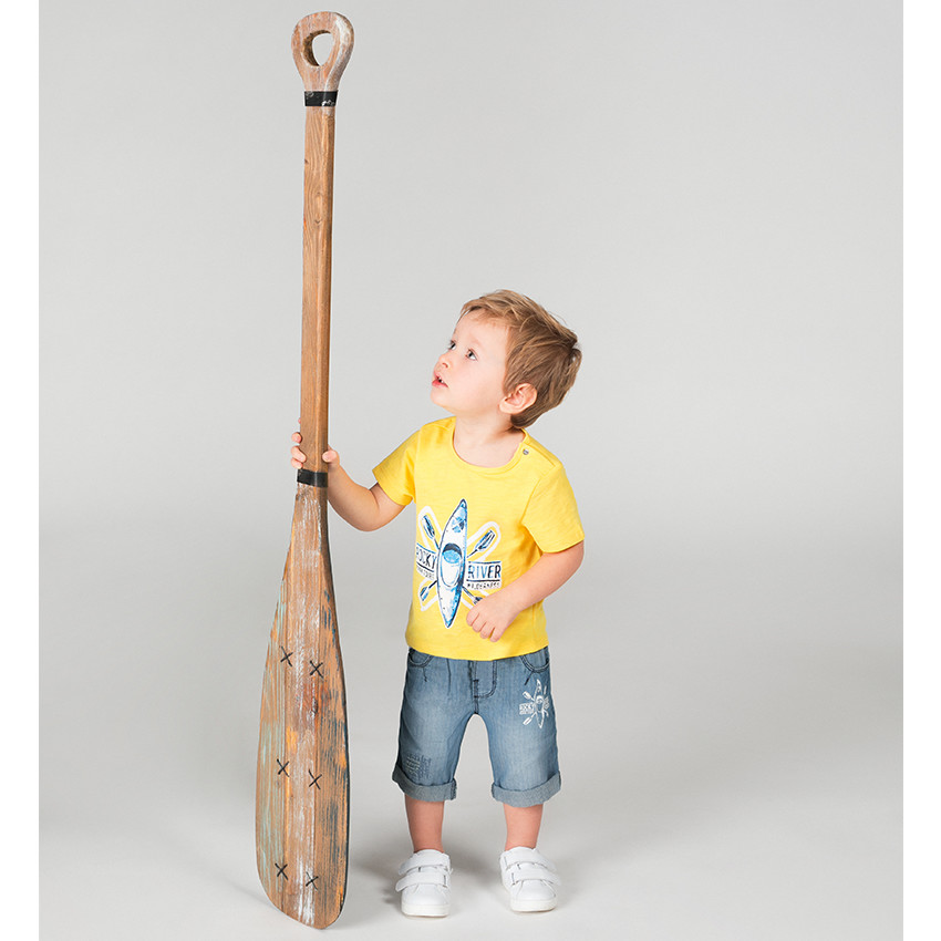 Τζιν βερμούδα με used όψη και στάμπα καγιάκ 