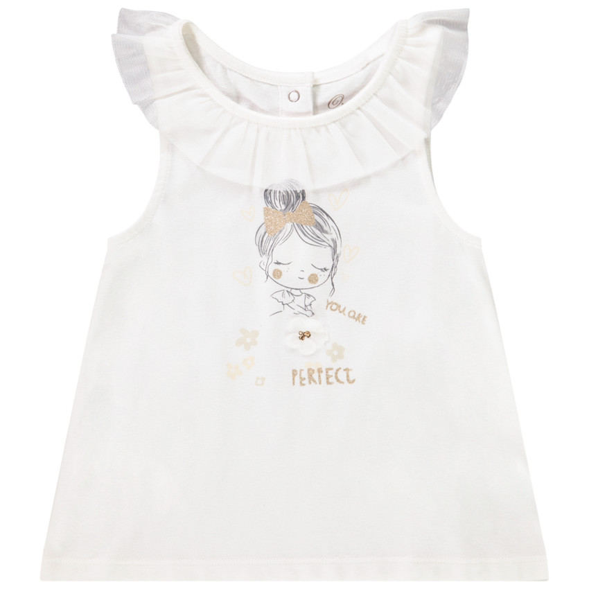 Αμάνικο μπλουζάκι με κολάρο από τούλι για μωρό κορίτσι 