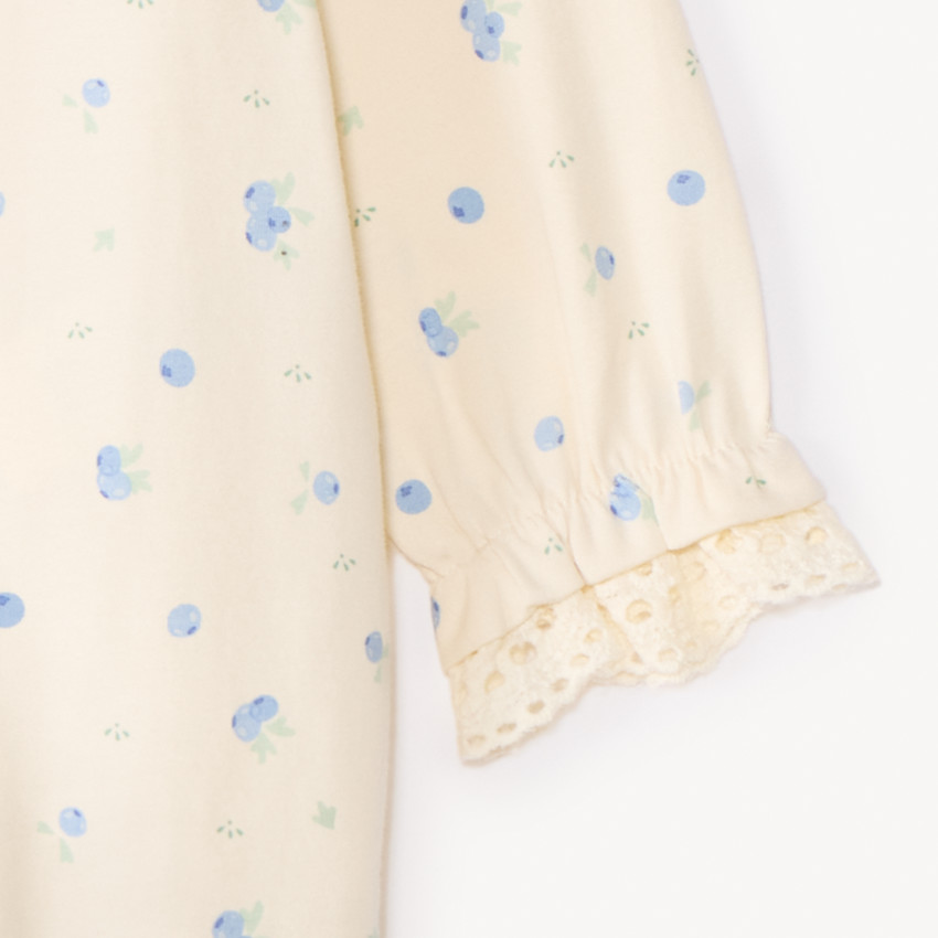 Βαμβακερός υπνόσακος με εκτύπωση μύρτιλλων και κεντητό γιακά για κορίτσι μωρού 