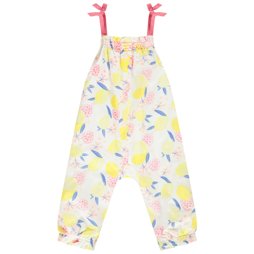 Combinaison longue en toile de coton imprimé citrons pour bébé fille 