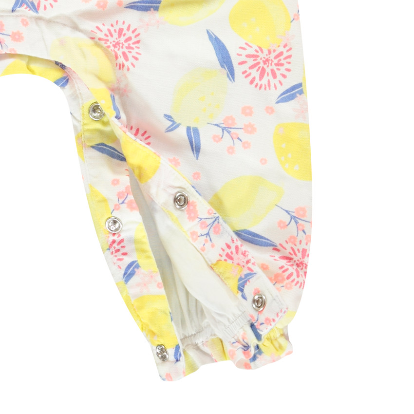 Combinaison longue en toile de coton imprimé citrons pour bébé fille 