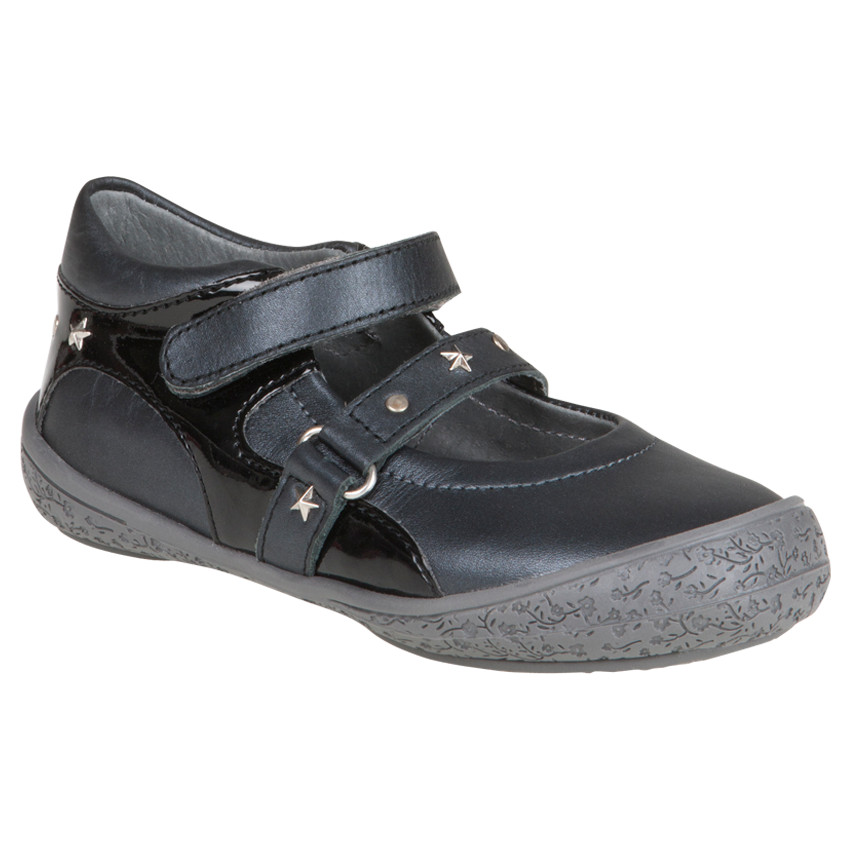 Babies noires en cuir avec rivets fantaisie 