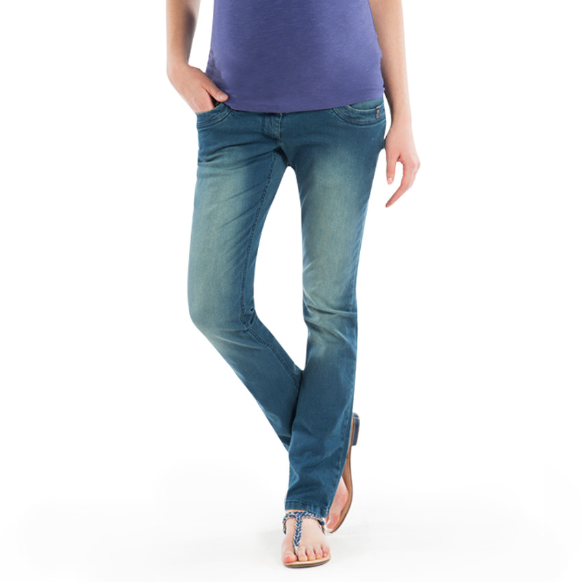 Jeans coupe droite de grossesse effet used 
