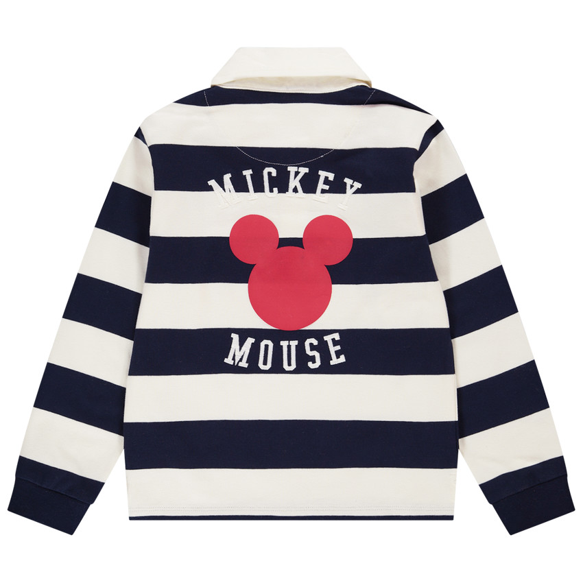 Polo manches longues à rayures avec bagde brodé et print Mickey Disney pour garçon 