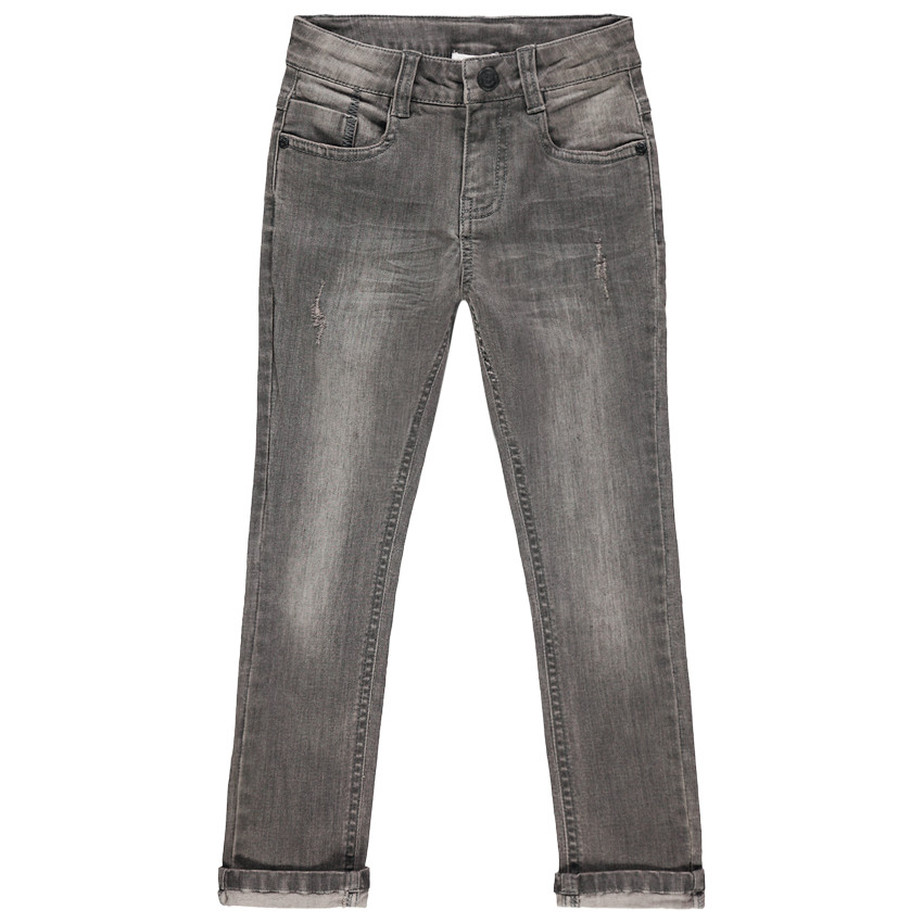 Jean slim effet used με τσέπη με μήνυμα 