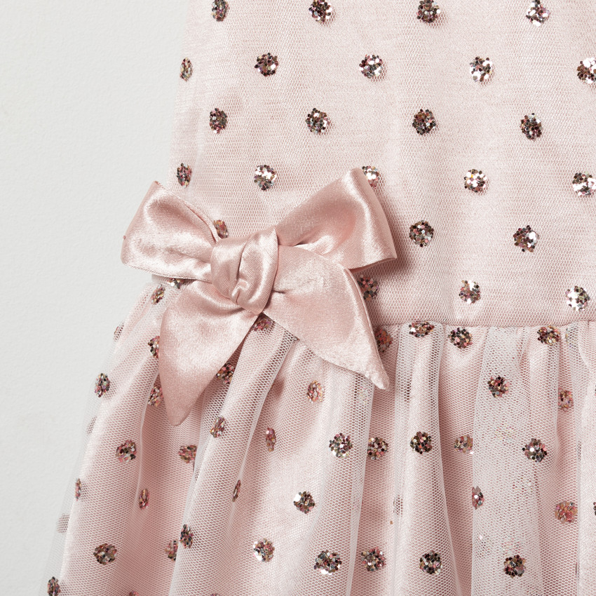 Φόρεμα αμάνικο με τούλι με glitter για κορίτσι 