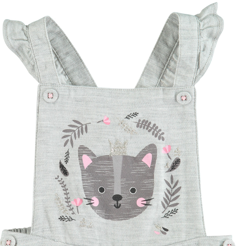 Σαλοπέτα chinée με σχέδιο γάτα και τσέπες 