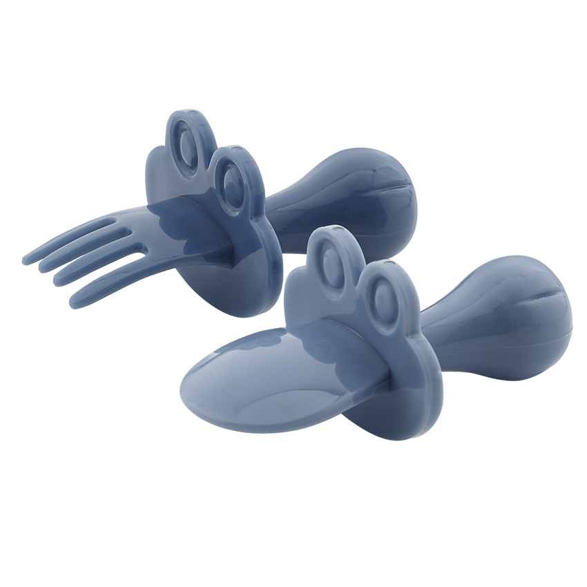 Σετ από 2 εργονομικά μαχαιροπίρουνα montessori Yummix - Μπλε 