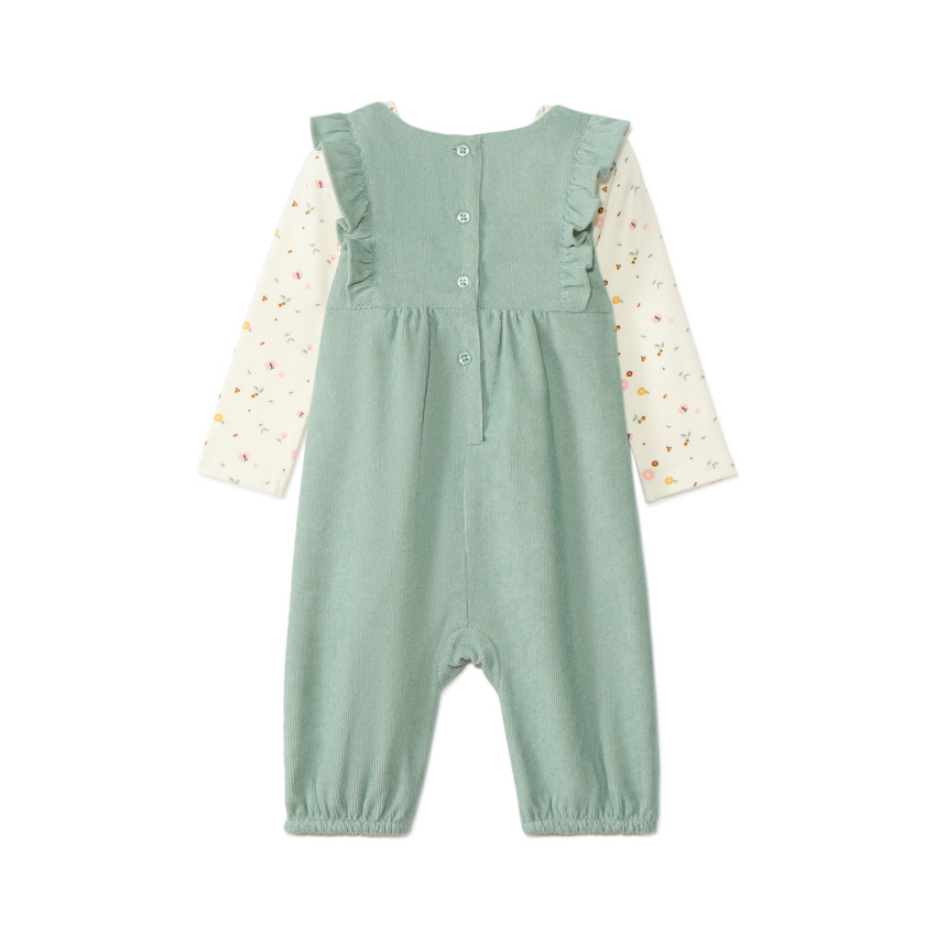 Ensemble 2 pièces avec salopette en velours pour bébé fille 