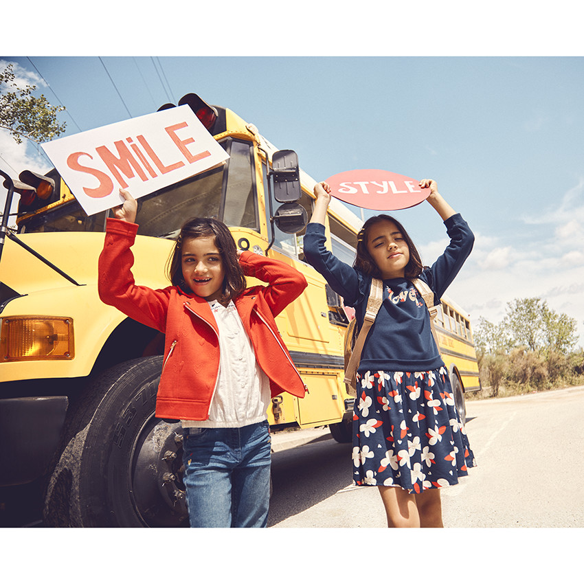 Robe bi-matière effet 2 en 1 imprimé floral pour fille 