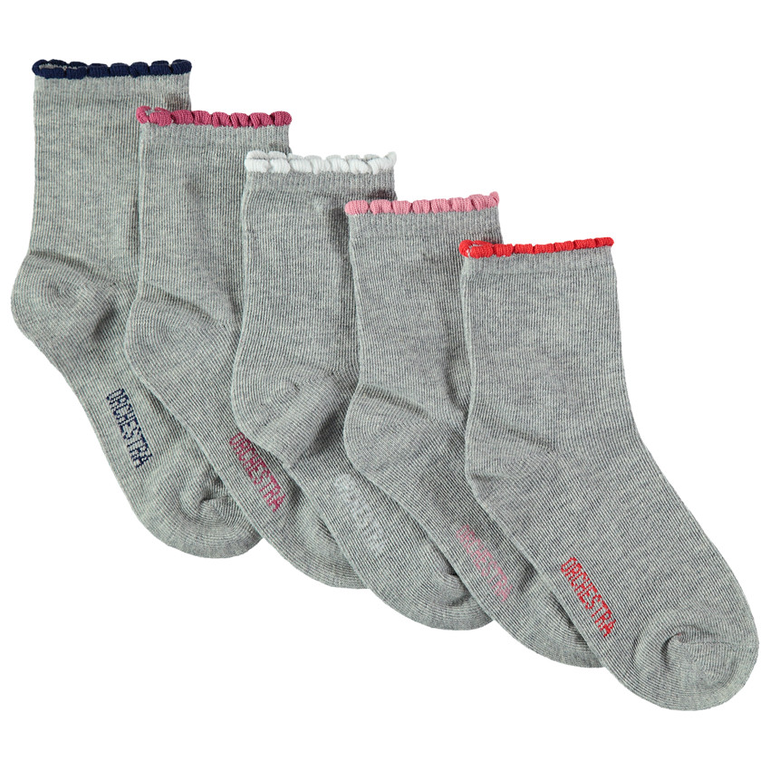 Σετ 5 ζευγάρια ασορτί κάλτσες με φεστόνι σε αντίθεση στο τελείωμα 