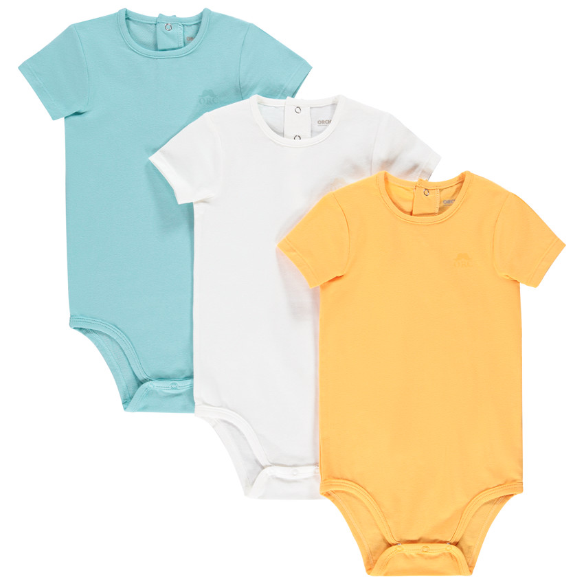 Lot 3 bodies κοντομάνικα βαμβακερό για bebe αγόρι Main Lot 3 bodies κοντομάνικα βαμβακερό για bebe αγόρι