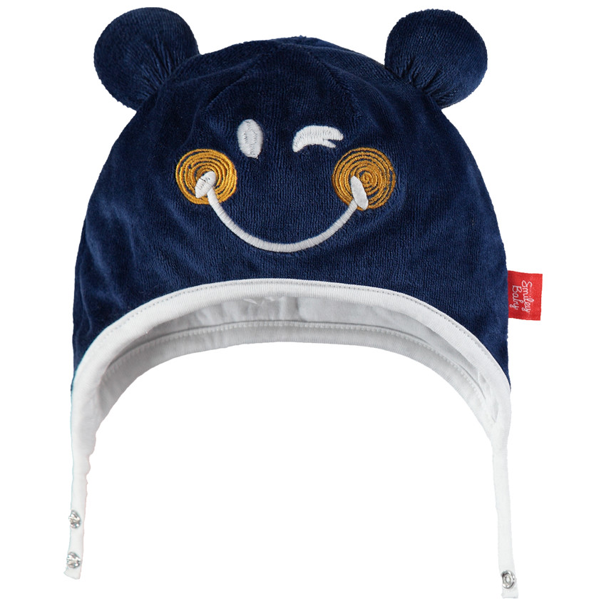 Σκουφάκι βελουτέ με επένδυση από jersey Smiley Baby με ανάγλυφα αυτιά  Additional Σκουφάκι βελουτέ με επένδυση από jersey Smiley Baby με ανάγλυφα αυτιά